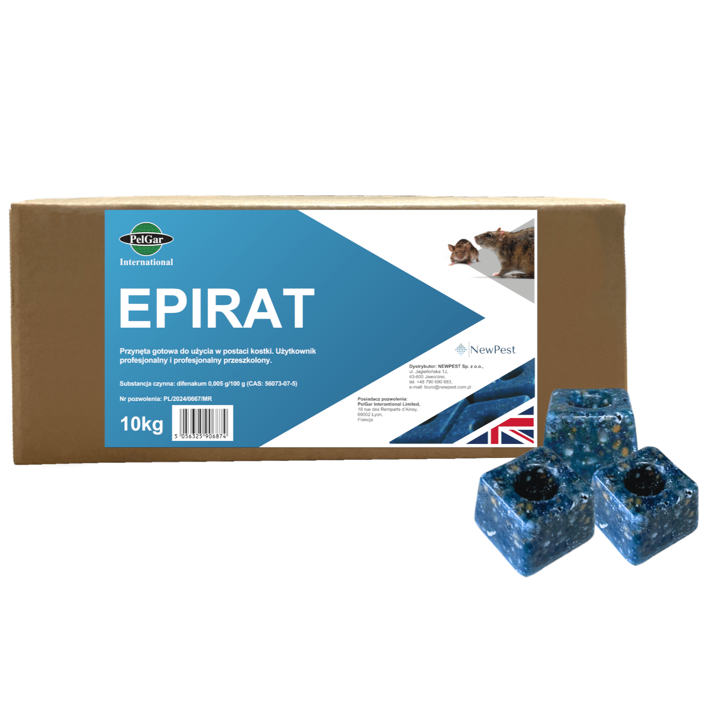 Epirat kostka (10g) difenakum 50PPM niebieska op.10 kg